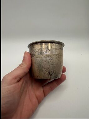 Vintage Small Tarnished Silver Cup - Metal Collector Piece